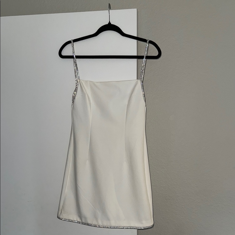 Zara White Sleeveless Spaghetti Strap Mini Dress